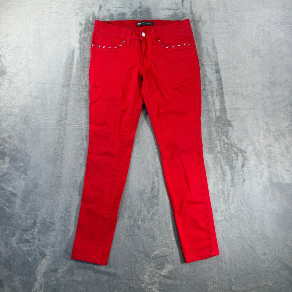 Levi's 524 Too Superlow Skinny Jeans Women's Size 7M - 28x32 Red Studded Denim